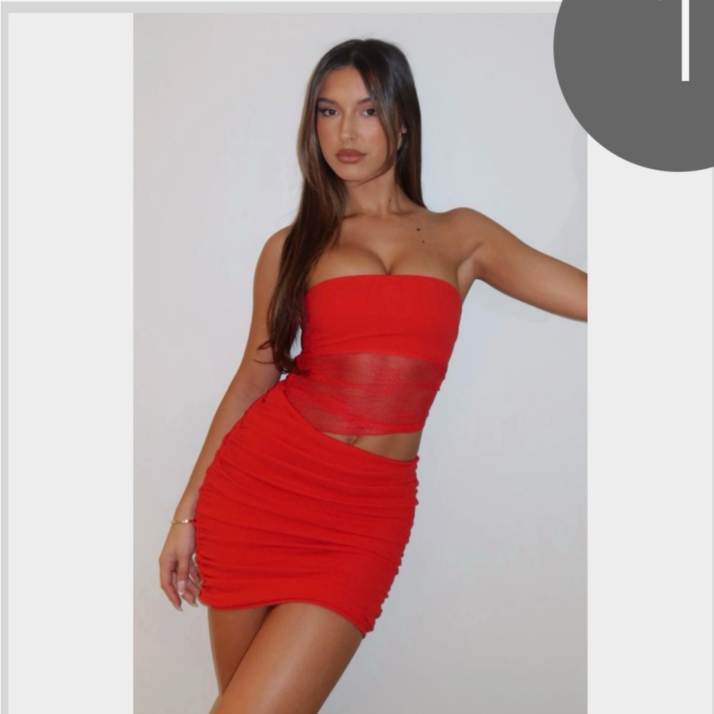 Red Strapless Mini Dress